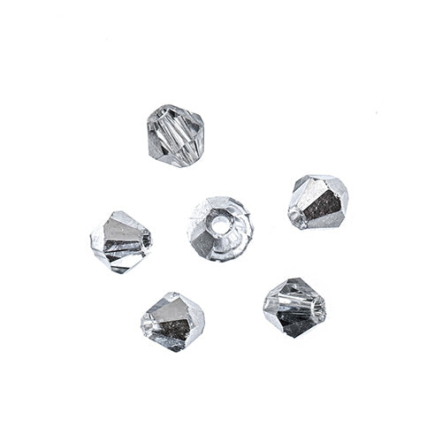 Crystal Lane(tm) - 4mm Bicone - Transparent Half Silver Iris (strand)