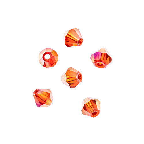 Crystal Lane(tm) - 4mm Bicone - Transparent Red AB (strand)