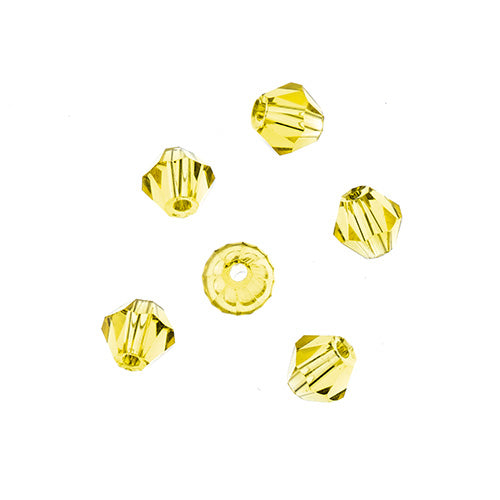 Crystal Lane(tm) - 4mm Bicone - Transparent Yellow (strand)