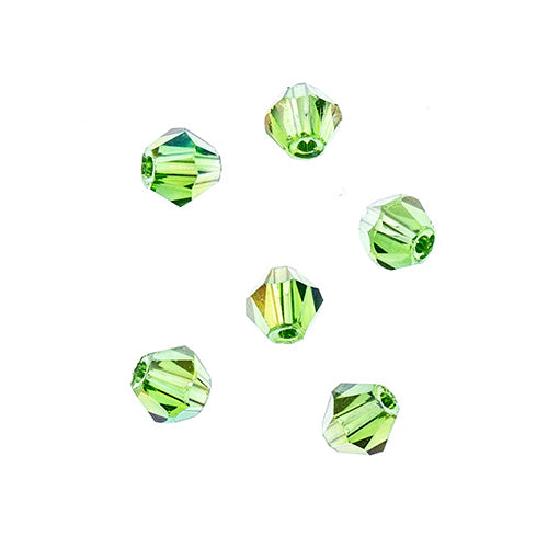 Crystal Lane(tm) - 4mm Bicone - Transparent Green AB (strand)