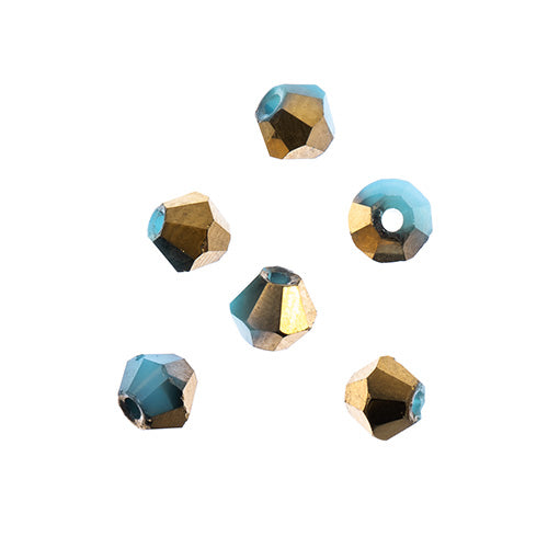 Crystal Lane(tm) - 4mm Bicone - Opaque Dark Blue with Half Gold Iris (strand)