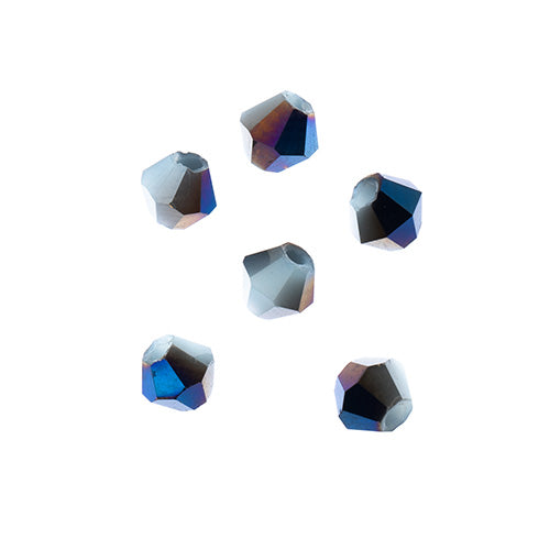 Crystal Lane(tm) - 4mm Bicone - Opalino Light Blue Iris (strand)