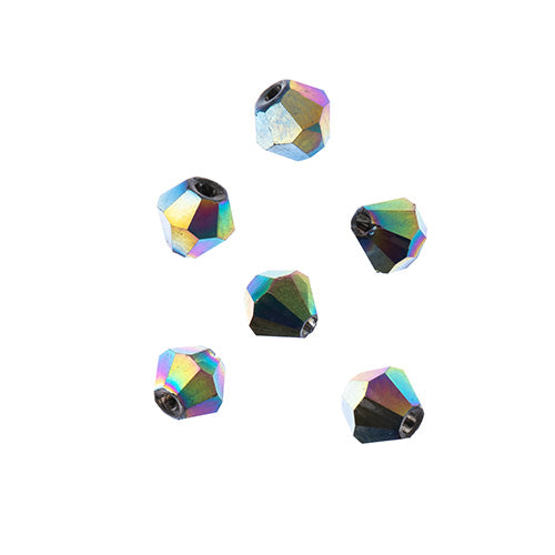 Crystal Lane(tm) - 4mm Bicone - Opaque Multi Color Iris (strand)