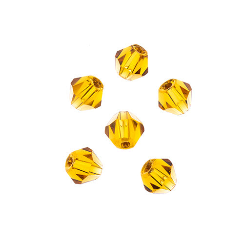 Crystal Lane(tm) - 4mm Bicone - Transparent Amber (strand)