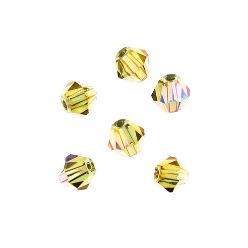 Crystal Lane(tm) - 4mm Bicone - Transparent Light Amber with Purple Luster (stra