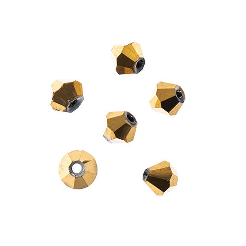 Crystal Lane(tm) - 4mm Bicone - Opaque Gold Iris (strand)