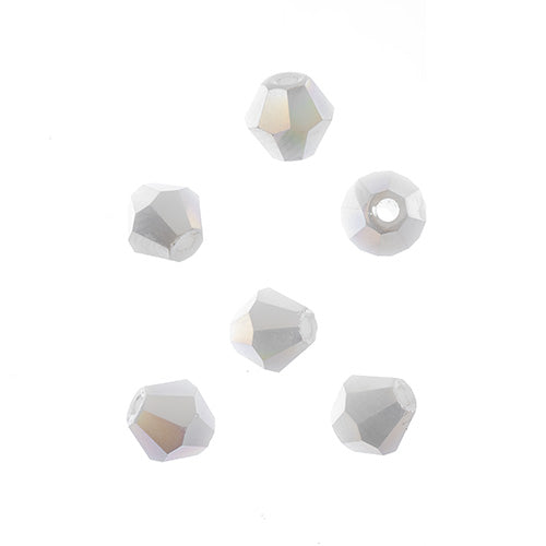 Crystal Lane(tm) - 6mm Bicone - Opaque White AB (strand)