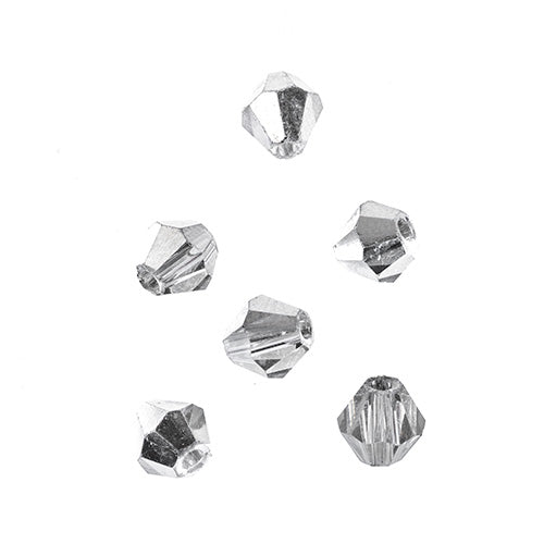 Crystal Lane(tm) - 6mm Bicone - Transparent Half Silver Iris (strand)