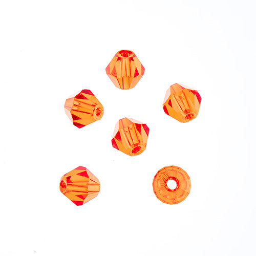 Crystal Lane(tm) - 6mm Bicone - Transparent Orange (strand)