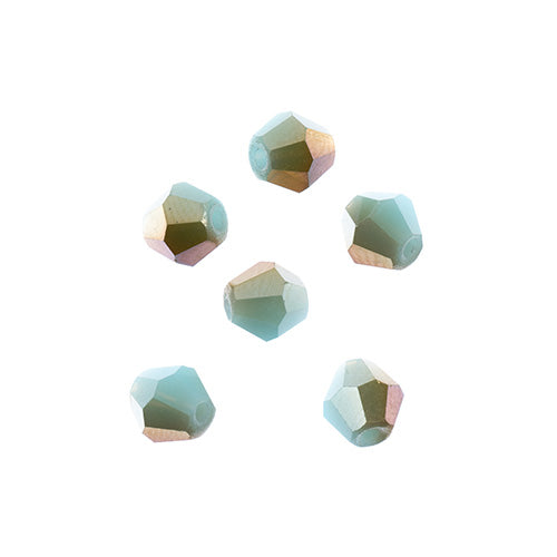 Crystal Lane(tm) - 6mm Bicone - Opaque Blue with Half Champagne Luster (strand)