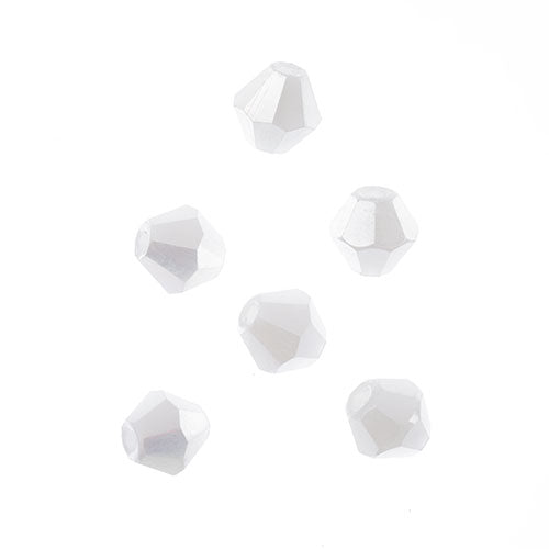 Crystal Lane(tm) - 8mm Bicone - Opaque White Matt AB (strand)