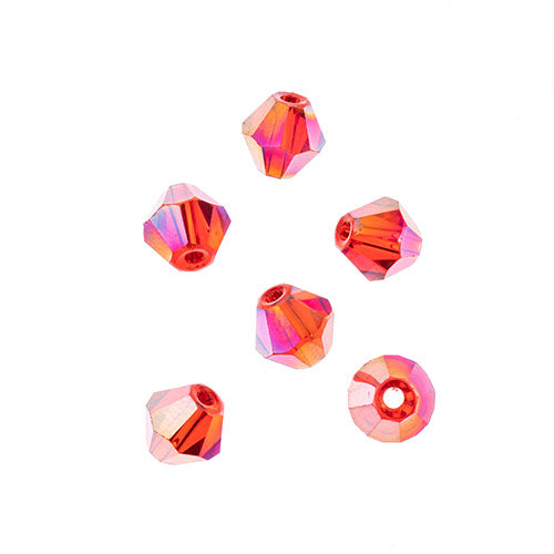 Crystal Lane(tm) - 8mm Bicone - Transparent Red AB (strand)