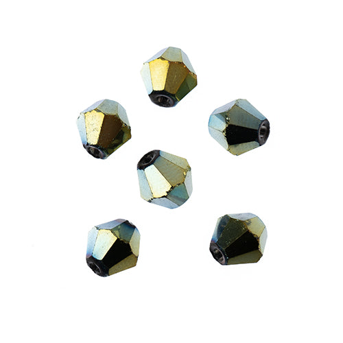 Crystal Lane(tm) - 8mm Bicone - Opaque Green Iris (strand)