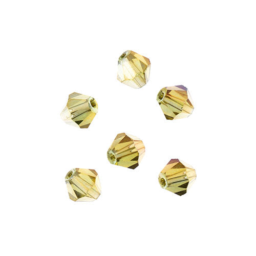 Crystal Lane(tm) - 8mm Bicone - Transparent Light Amber with Purple Luster (stra