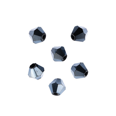 Crystal Lane(tm) - 8mm Bicone - Opaque Gunmetal Luster (strand)