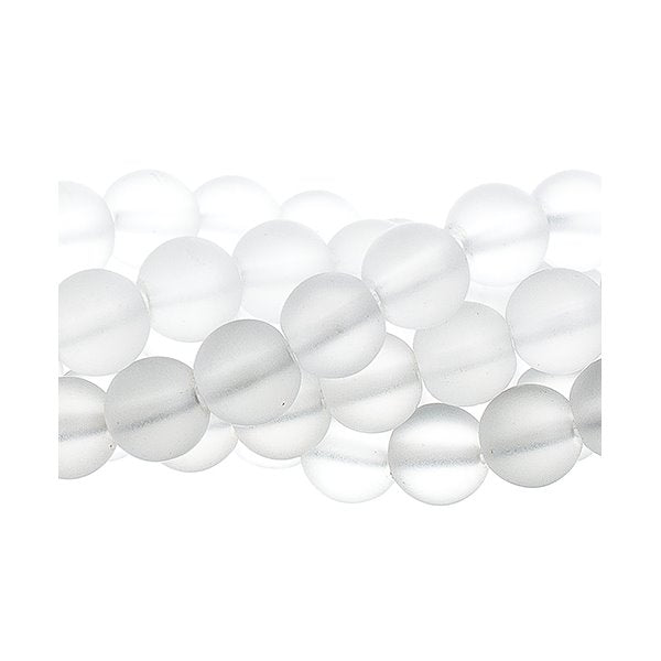 Clear Frosted Quartz   8mm Round 16in