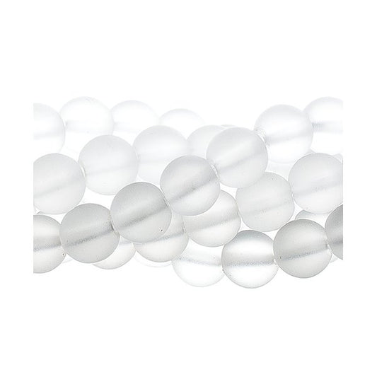 Clear Frosted Quartz   8mm Round 16in