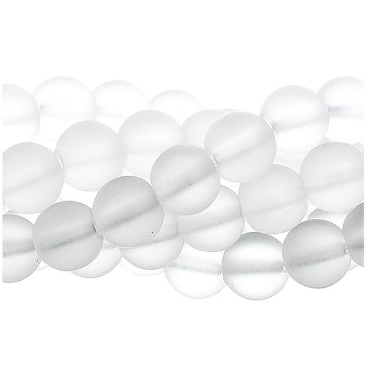 Clear Frosted Quartz   10mm Round 8in