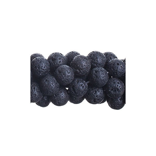 Black Lava   6mm Round 8in