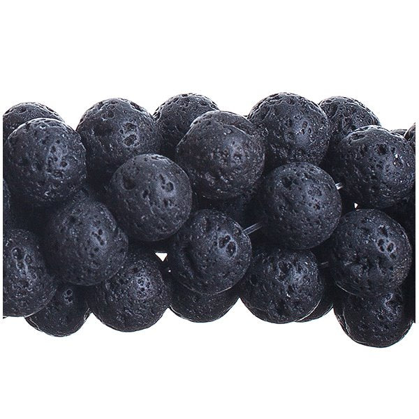 Black Lava   10mm Round 8in