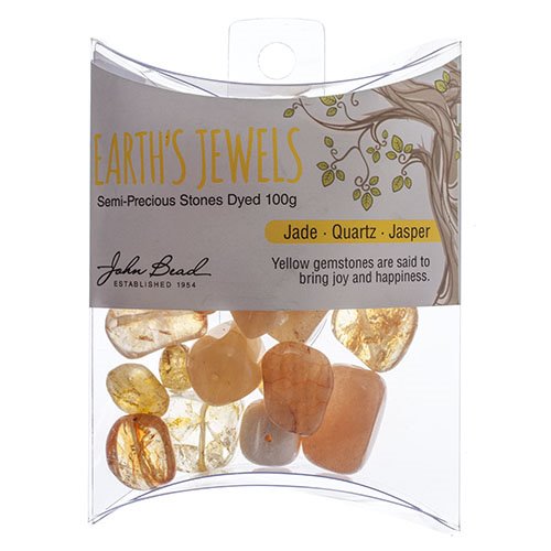Stone Beads - Assorted Earths Jewels - Yellow Jade/Quartz/Jasper Dyed (Pack)