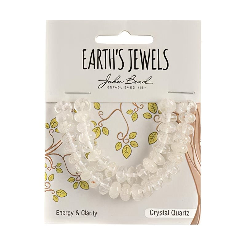 Stone Beads - 5x8mm Earths Jewels Rondelles - Quartz Crystal (Pack)