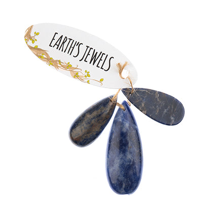 Earths Jewels Stone Pendant - 35-50mm Teardrop - Sodalite (3 pcs)