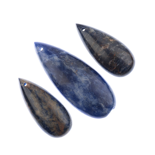 Earths Jewels Stone Pendant - 35-50mm Teardrop - Sodalite (3 pcs)
