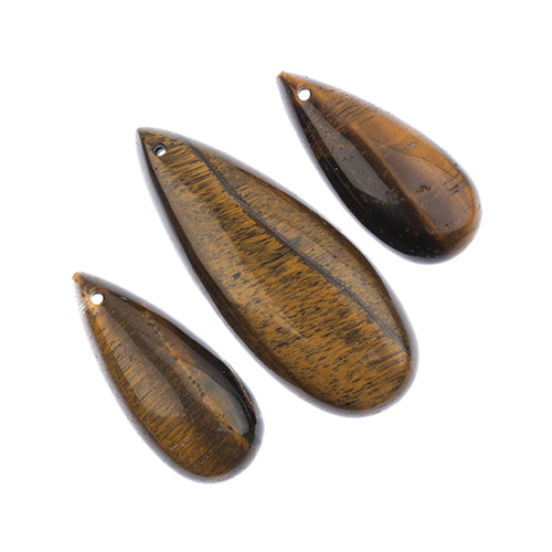 Earths Jewels Stone Pendant - 35-50mm - Teardrop - Tiger Eye (3 pcs)