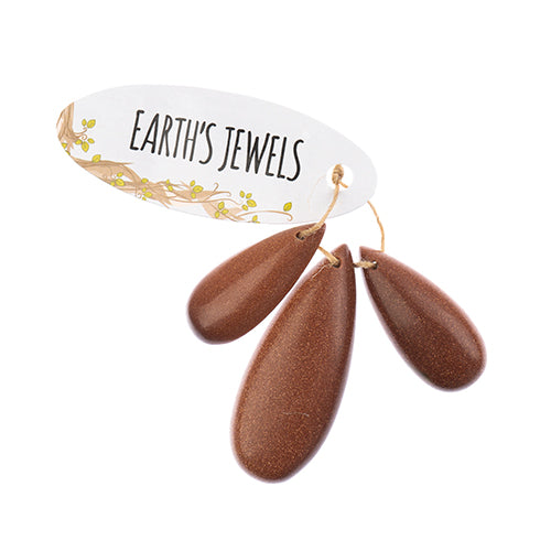 Earths Jewels Stone Pendant - 35-50mm Teardrop - Goldstone (3 pcs)