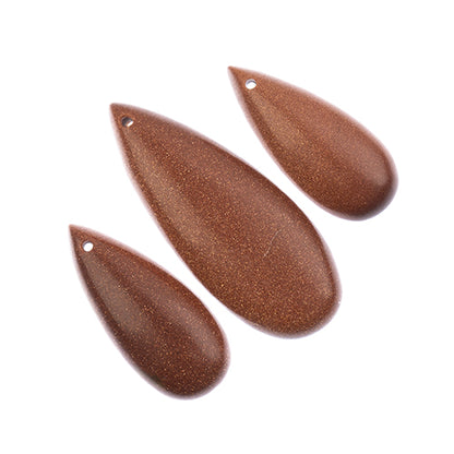 Earths Jewels Stone Pendant - 35-50mm Teardrop - Goldstone (3 pcs)