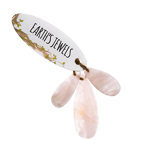 Earths Jewels Stone Pendant - 35-50mm Teardrop - Rose Quartz (3 pcs)