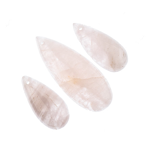 Earths Jewels Stone Pendant - 35-50mm Teardrop - Rose Quartz (3 pcs)