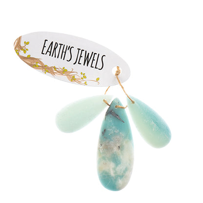Earths Jewels Stone Pendant - 35-50mm Teardrop - Matte Amazonite (3 pcs)