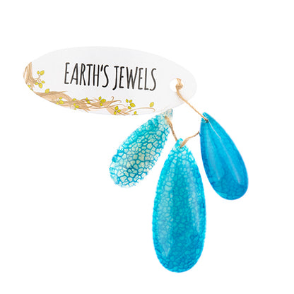 Earths Jewels Stone Pendant - 35-50mm Teardrop - Blue Agate (3 pcs)