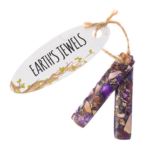 Earths Jewels Stone Pendant - 46mm Rectangle - Impression Jasper Purple (2 pcs)