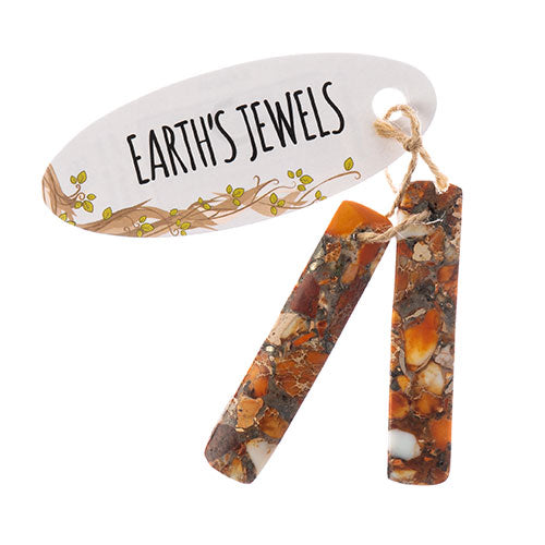 Earths Jewels Stone Pendant - 46mm Rectangle - Impression Jasper Orange (2 pcs)