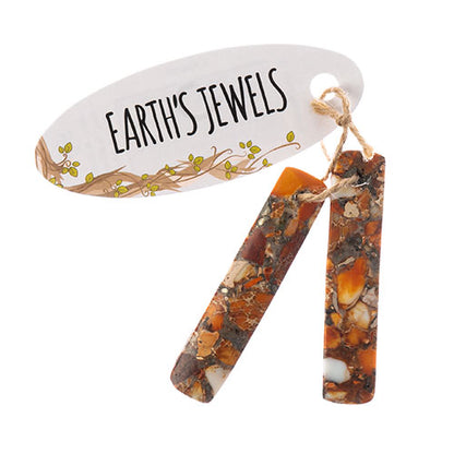 Earths Jewels Stone Pendant - 46mm Rectangle - Impression Jasper Orange (2 pcs)