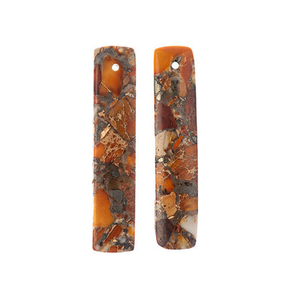 Earths Jewels Stone Pendant - 46mm Rectangle - Impression Jasper Orange (2 pcs)