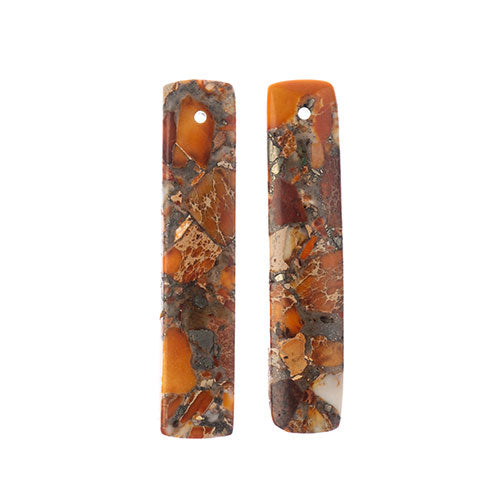 Earths Jewels Stone Pendant - 46mm Rectangle - Impression Jasper Orange (2 pcs)