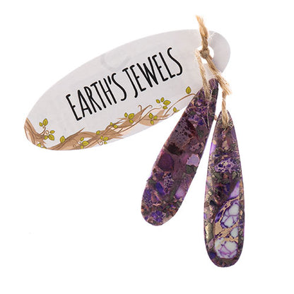 Earths Jewels Stone Pendant - 46mm Teardrop - Impression Jasper Purple (2 pcs)