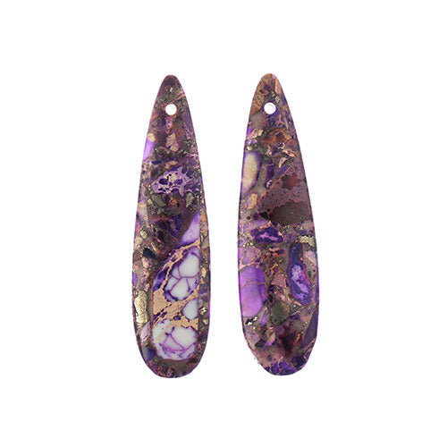Earths Jewels Stone Pendant - 46mm Teardrop - Impression Jasper Purple (2 pcs)