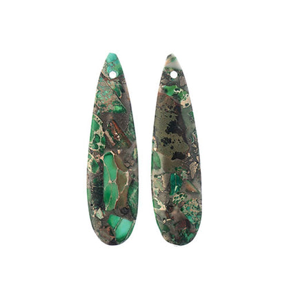 Earths Jewels Stone Pendant - 46mm Teardrop - Impression Jasper Green (2 pcs)