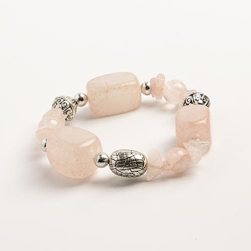 Semi-Precious Stretch Bracelet - Rose Quartz