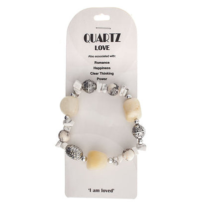 Semi-Precious Stretch Bracelet - White Howlite and Crystal Quartz
