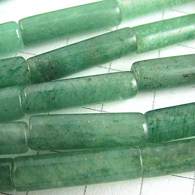 Stone Beads - 4 x 13 mm Tubes - Green Aventurine 16in