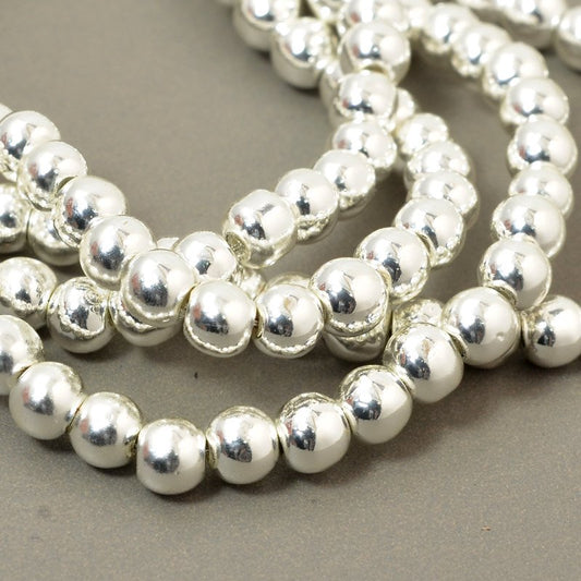 Glass Beads Round - 4mm - Silver (strand)