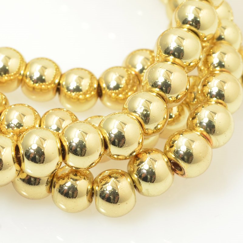 Glass Beads Round - 6mm - Gold (strand)