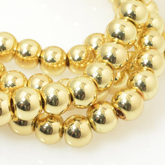 Glass Beads Round - 6mm - Gold (strand)