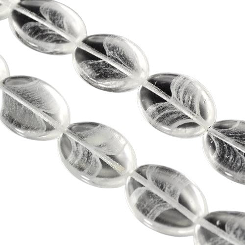 Glass -  Flat Oval - Raked Glow in the Dark Crystal